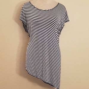 Asymetrical striped blue white blouse